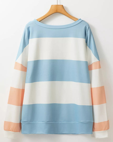 Color Block Drop Shoulder Long Sleeve Top