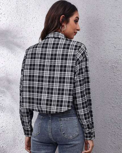 Button Down Printed Cropped Jacket