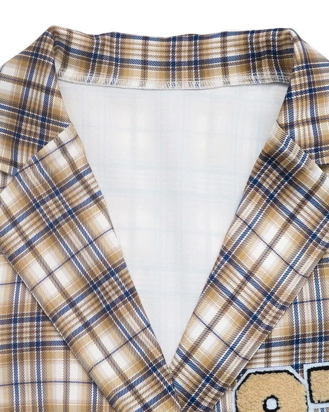 Number 87 Plaid Long Sleeve Blazer