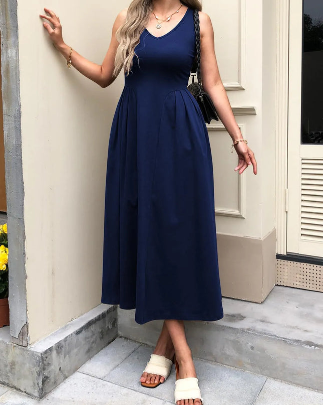 V-Neck Midi Tank Dress