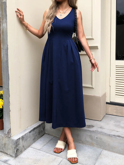 V-Neck Midi Tank Dress
