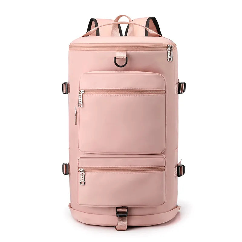 Multi Pocket Travel Backpack Bag Watermelon pink One Size