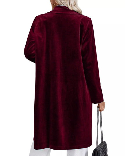 Lapel Collar Long Sleeve Longline Coat