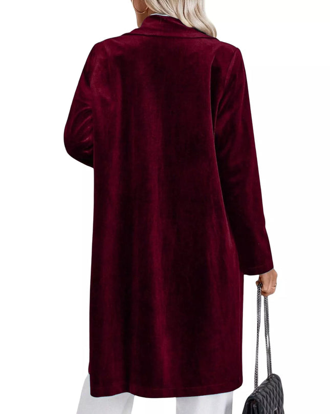 Lapel Collar Long Sleeve Longline Coat