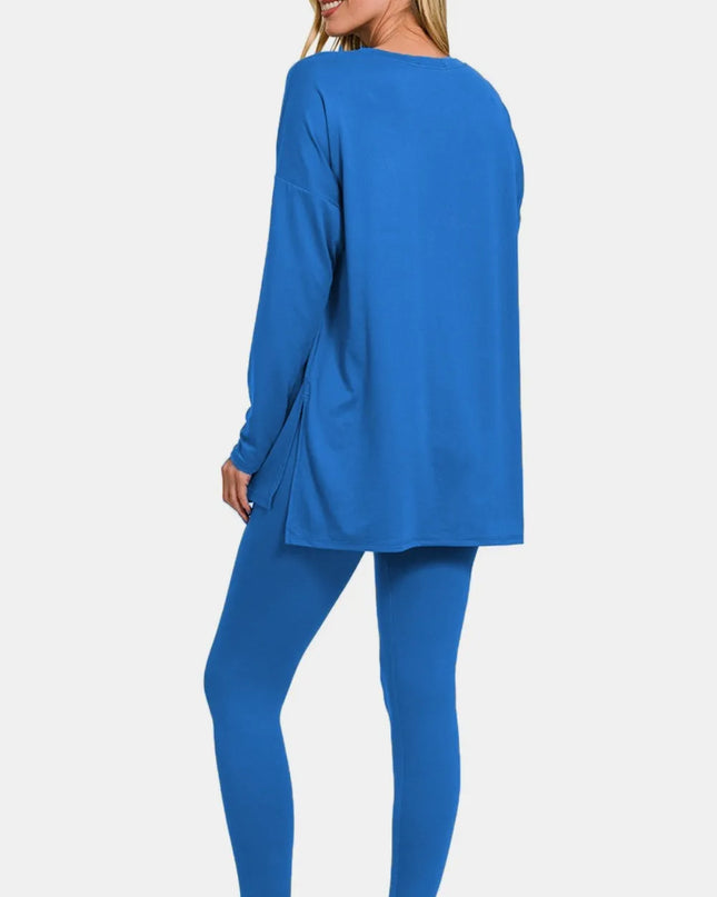 Zenana Full Size Brushed Microfiber Top and Leggings Lounge Set