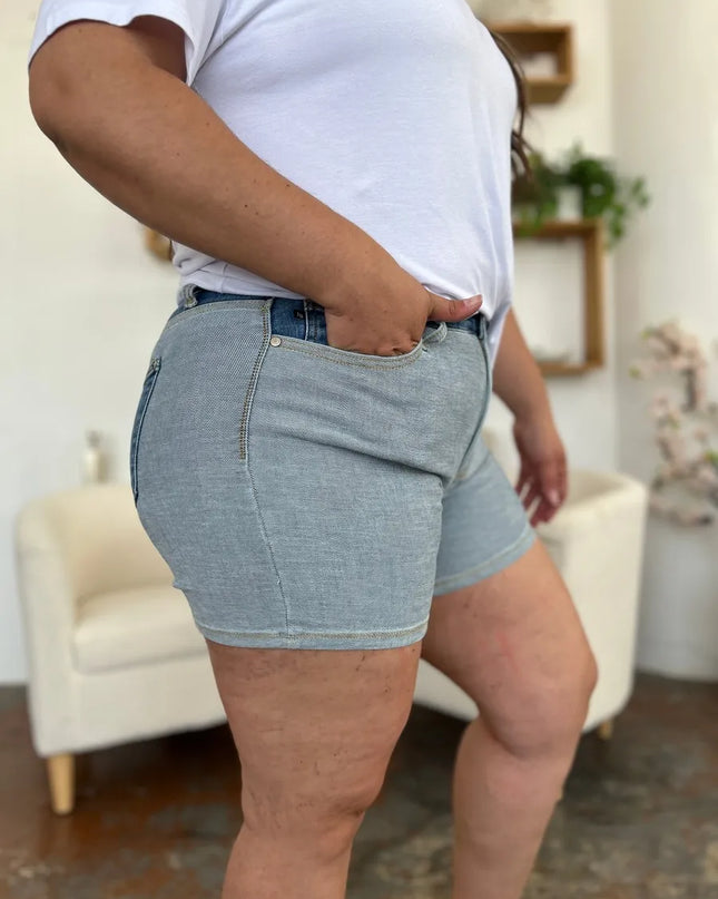 Judy Blue Full Size Color Block Denim Shorts