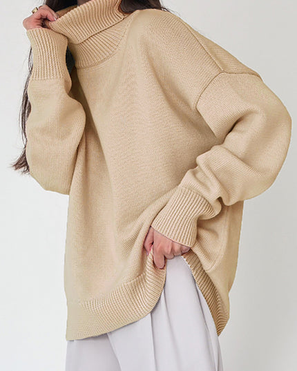 Turtle Neck Dropped Shoulder Sweater