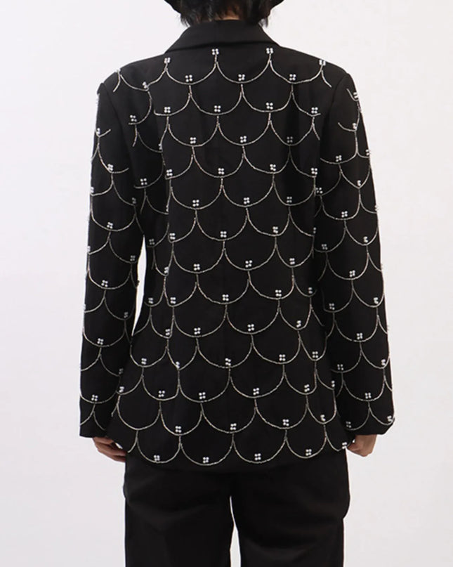 Pearl Detail Long Sleeve Blazer