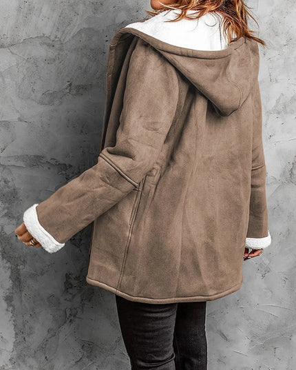 Full Size Cozy Sherpa Lined Toggle Coat with Hood Plus Size