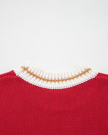 MERRY Contrast Edge Drop Shoulder Christmas Sweater