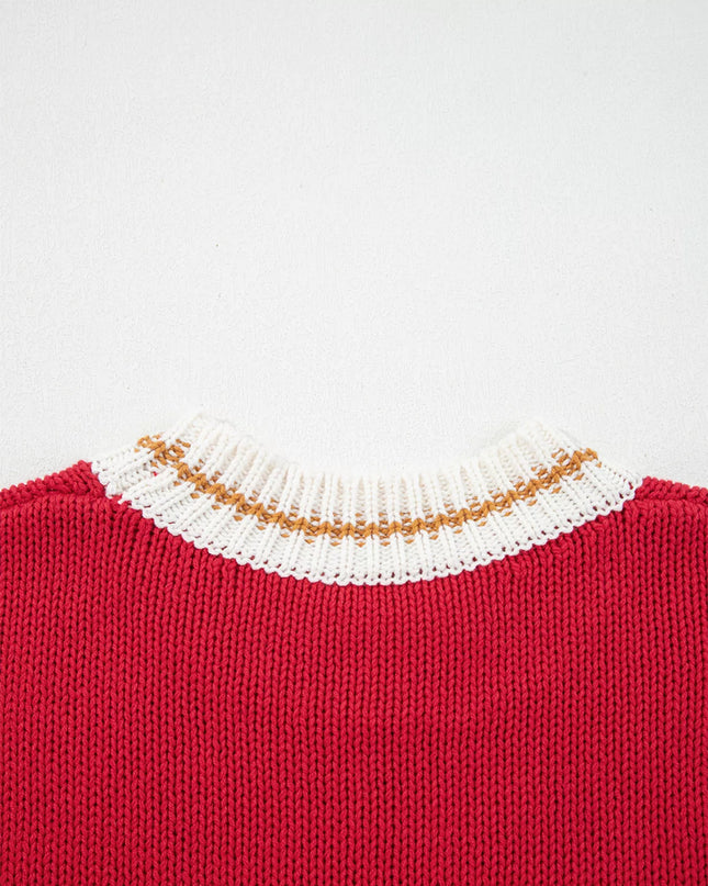 MERRY Contrast Edge Drop Shoulder Christmas Sweater