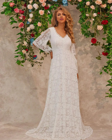 Lace V-Neck Floor length Dress 