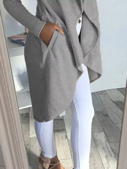 Full Size Lapel Collar Long Sleeve Coat Plus Size