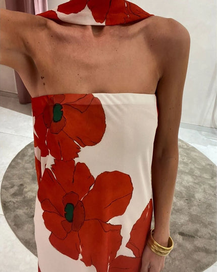 Printed Tube Maxi Dress