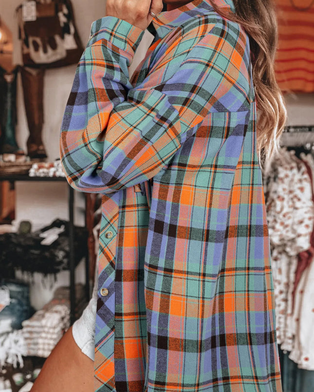 Plaid Button Up Long Sleeve Shirt