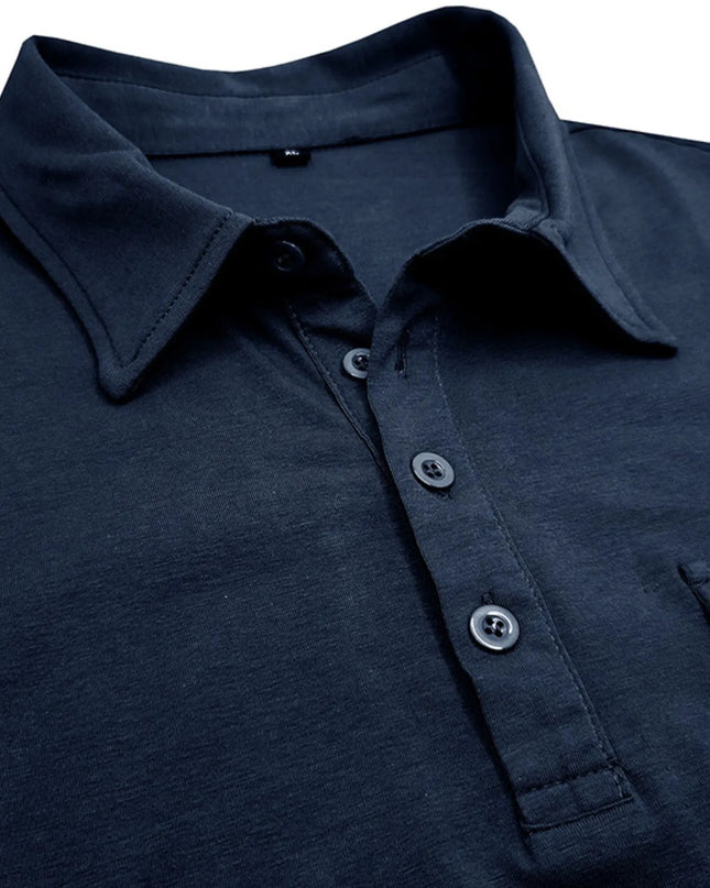 Men's Classic Pocket Polo Shirt with Stand Collar