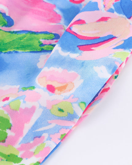 Floral Smocked Square Neck Jumpsuit with Pockets