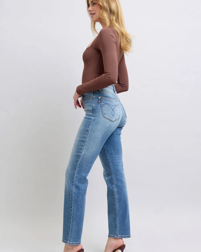 Judy Blue Full Size Run Vintage Wash Thermal Straight Jeans