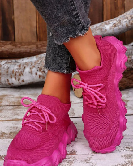 Mesh Lace-Up Round Toe Athletic 