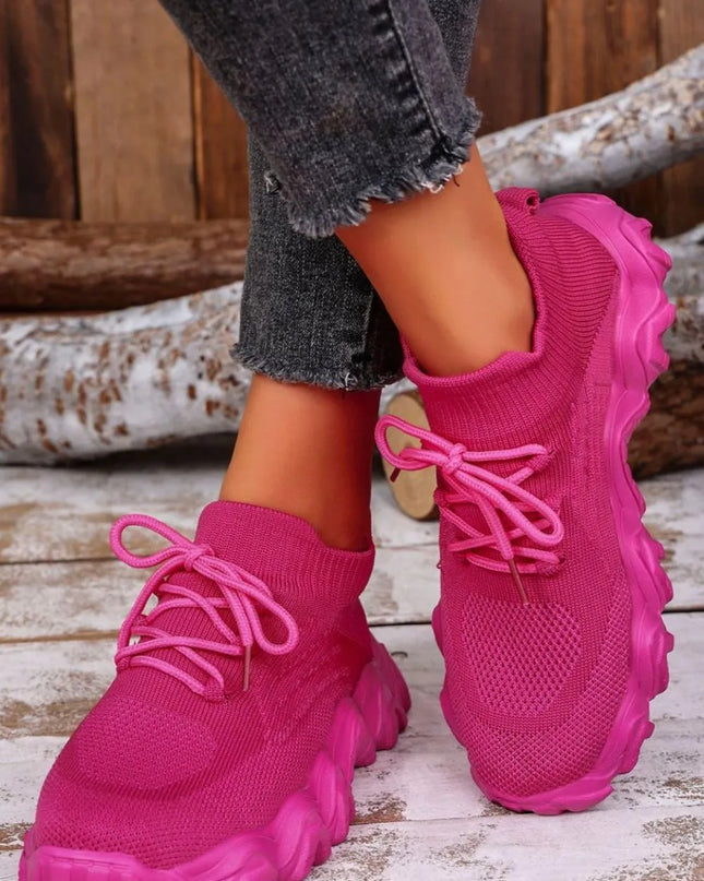 Mesh Lace-Up Round Toe Athletic 