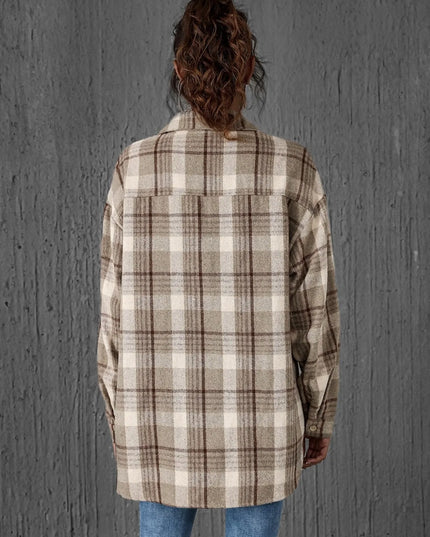 Plaid Button-Up Long Sleeve Shirt