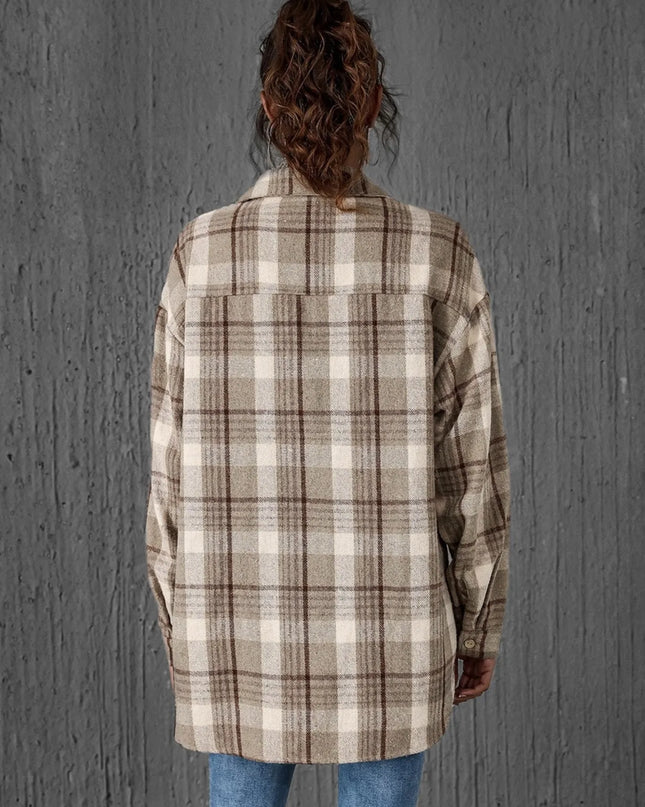 Plaid Button-Up Long Sleeve Shirt