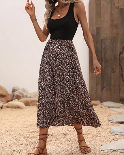 Scoop Neck Wide Strap Printed Dress 