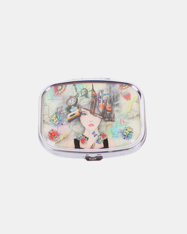 Nicole Lee USA Print Metallic Rectangular Pill Case New York One Size