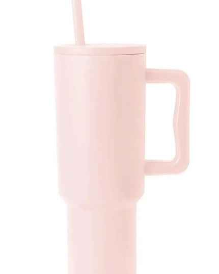 Monochromatic Stainless Steel Tumbler with Matching Straw Blush Pink One Size