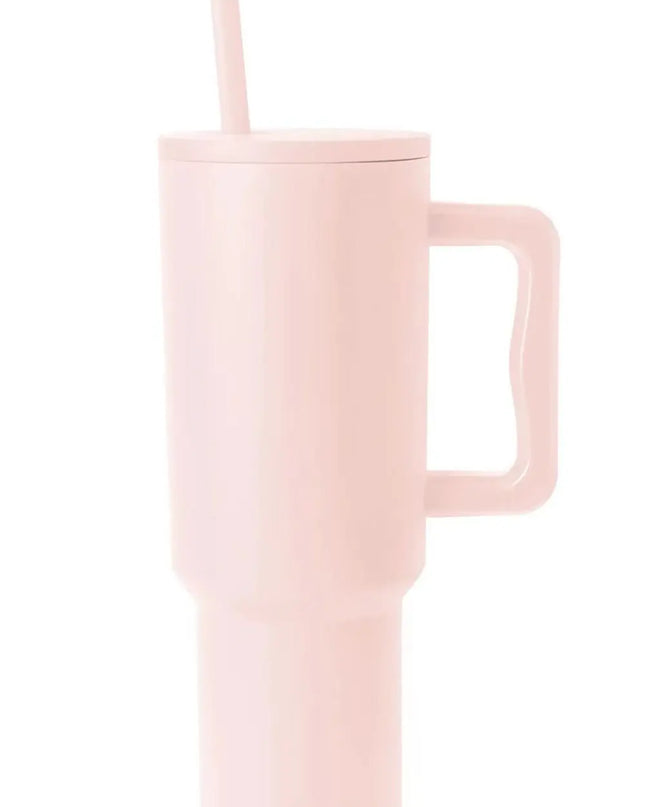 Monochromatic Stainless Steel Tumbler with Matching Straw Blush Pink One Size