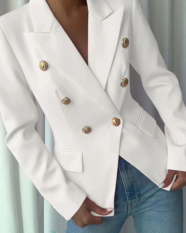 Decor Button Lapel Collar Blazer
