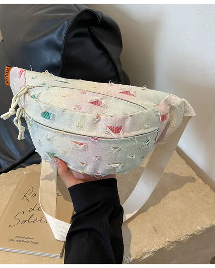 Raw Edge Tie-Dye Crossbody Bag Triangle One Size