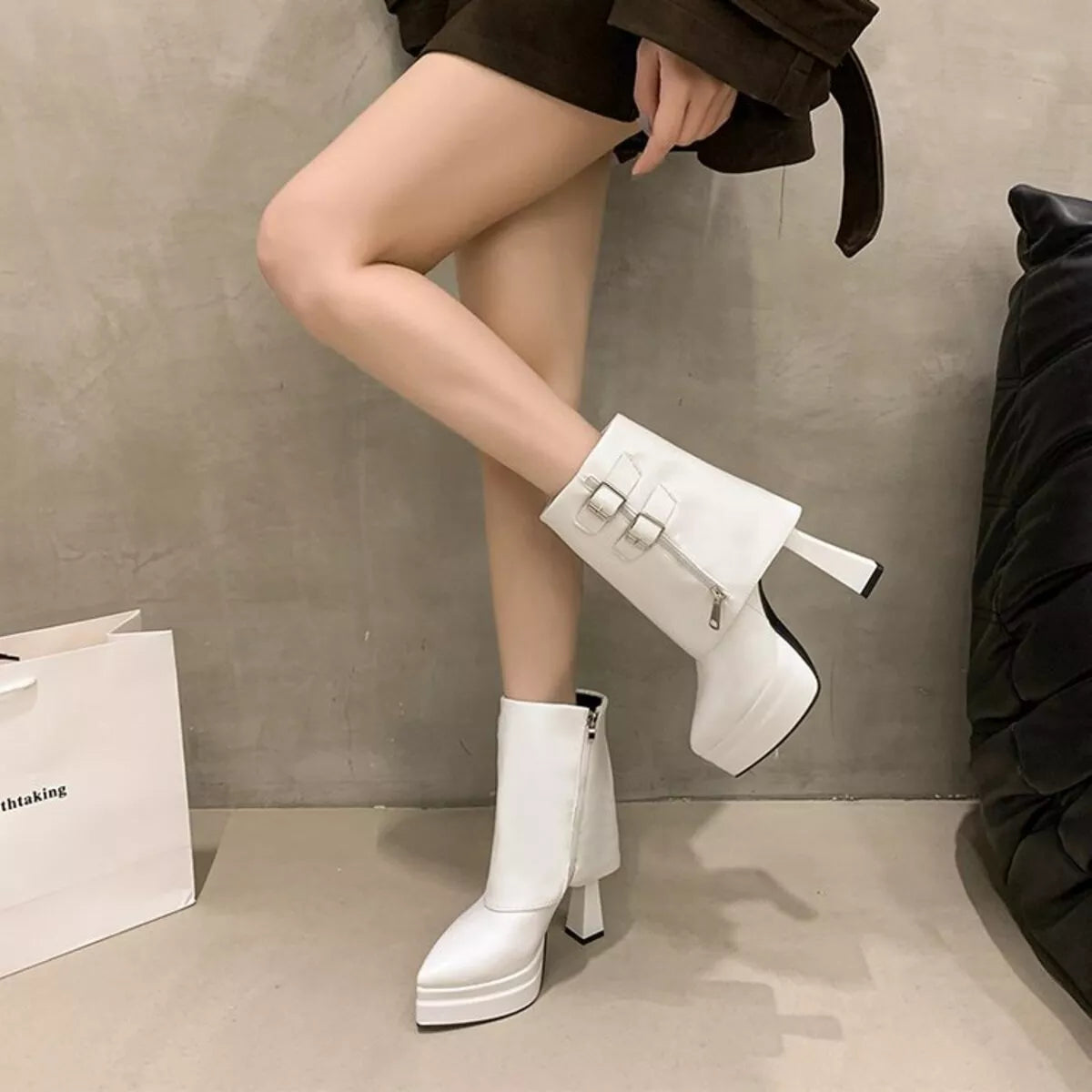 Point Toe High Heels Boots