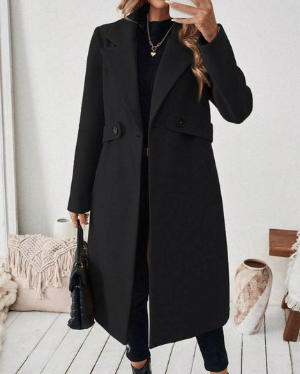 One Button Wool Blend Overcoat