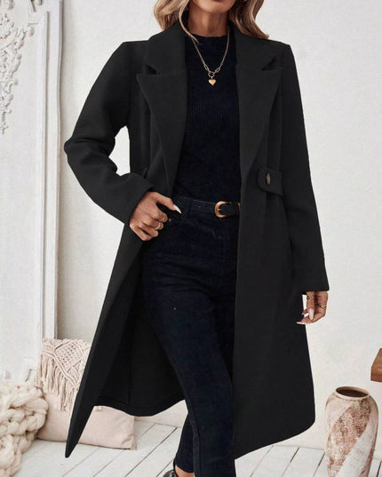 One Button Wool Blend Overcoat