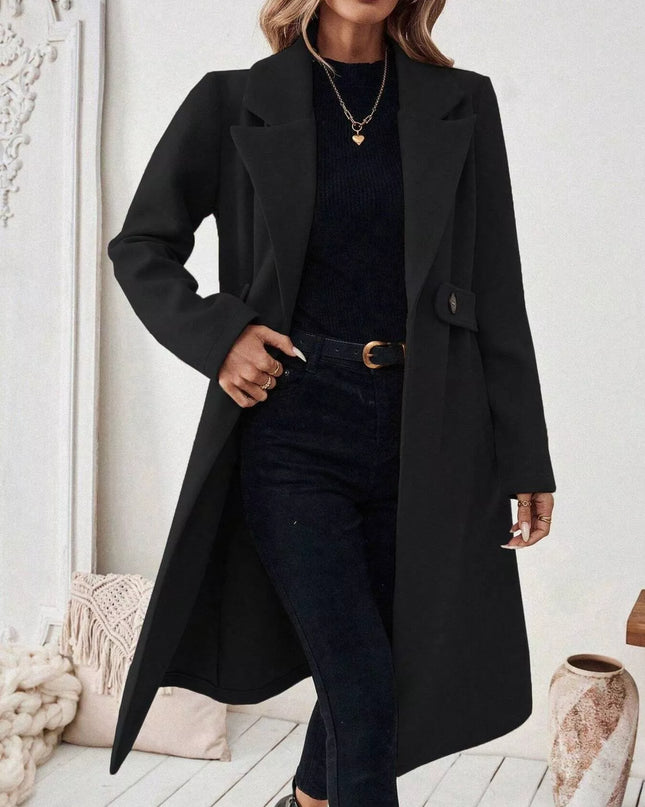 One Button Wool Blend Overcoat
