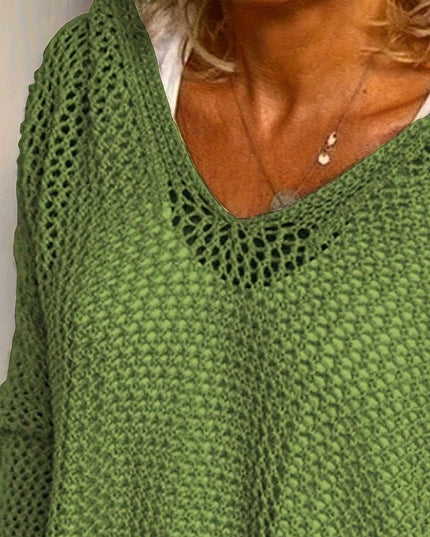 Openwork Long Sleeve Hooded Knit Cover Up