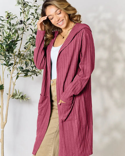 Basic Bae Full Size Hooded Sweater Cardigan