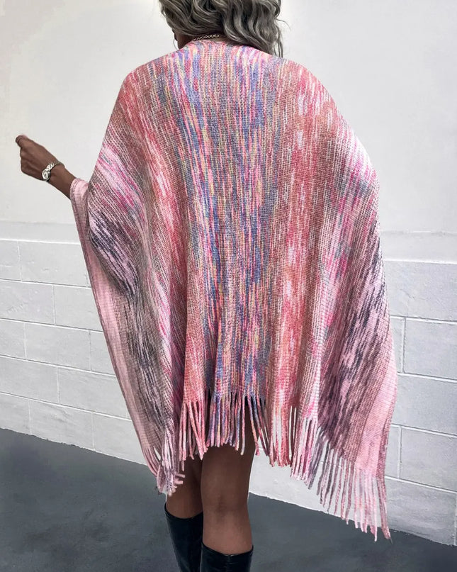 Heathered Fringe Hem Poncho