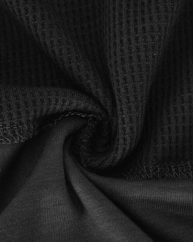 Texture Notched Short Neck T-Shirt