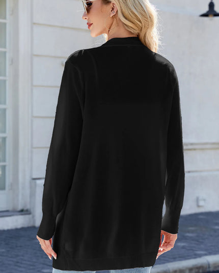 Striped Open Front Cardigan with Relaxed Fit 