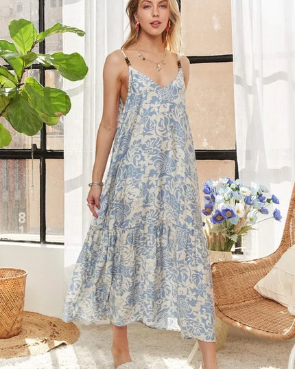 ADORA Dress with Bead Detail On Shoulder BLUE