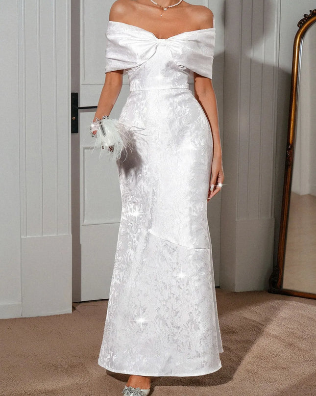 Bow Off-Shoulder Maxi Dress