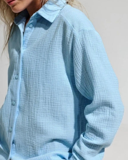 Button Up Long Sleeve Texture Shirt