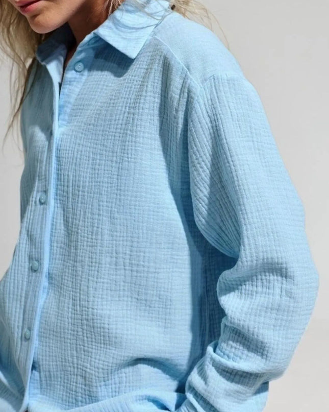 Button Up Long Sleeve Texture Shirt