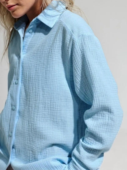 Button Up Long Sleeve Texture Shirt