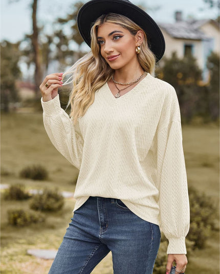 V-Neck Dropped Shoulder Blouse