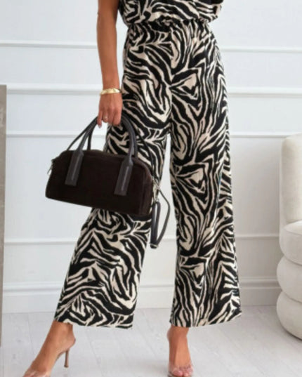 Animal Print Wide Leg Jumpsuit