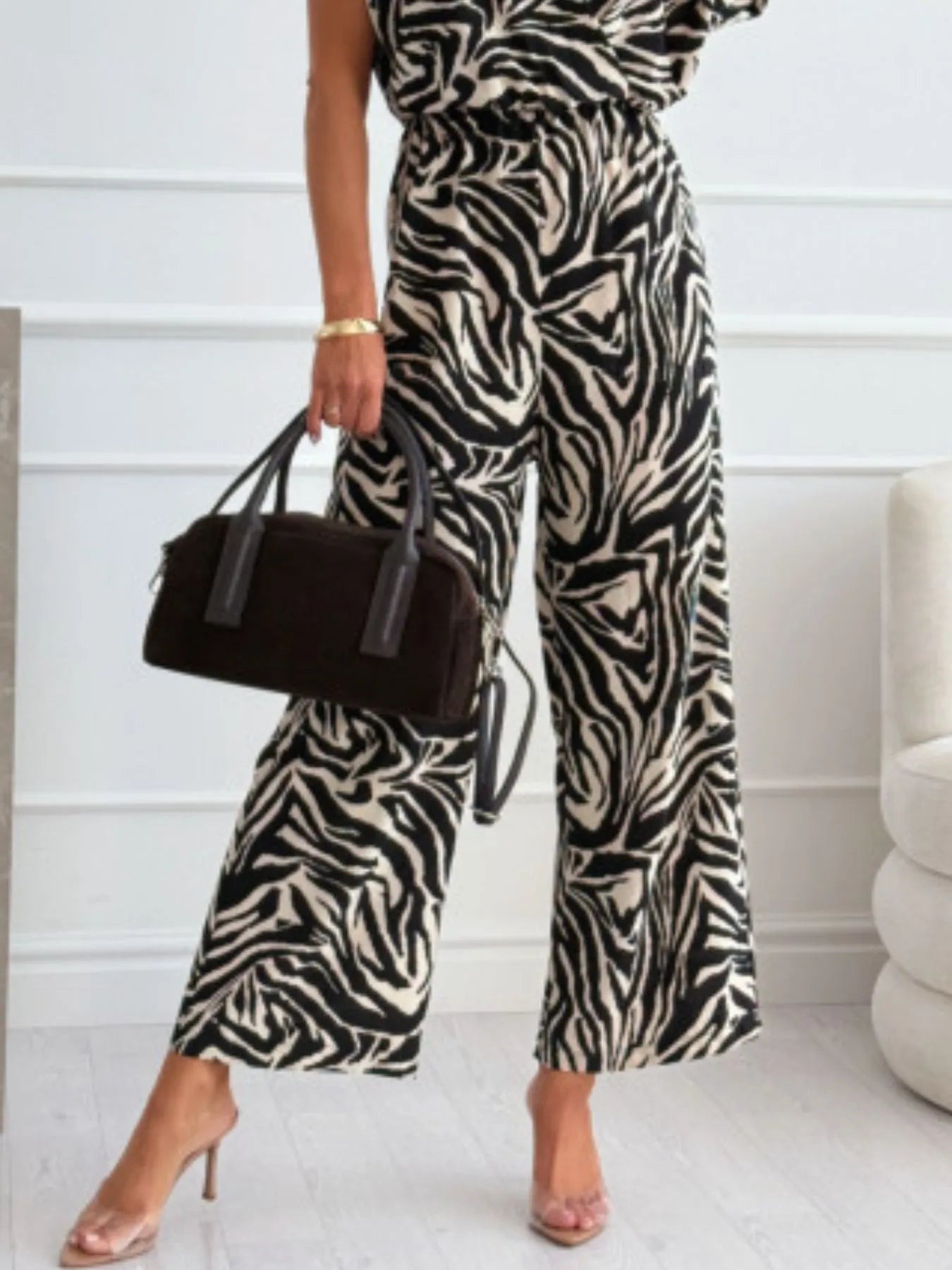 Animal Print Wide Leg Jumpsuit