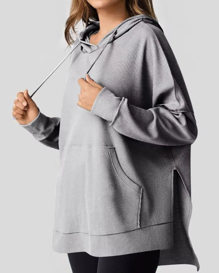 High-Low Hoodie with Kangaroo Pocket